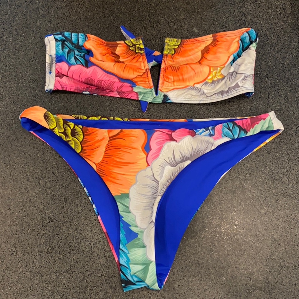 Mara Hoffman Strapless Flora Bathing Suit
